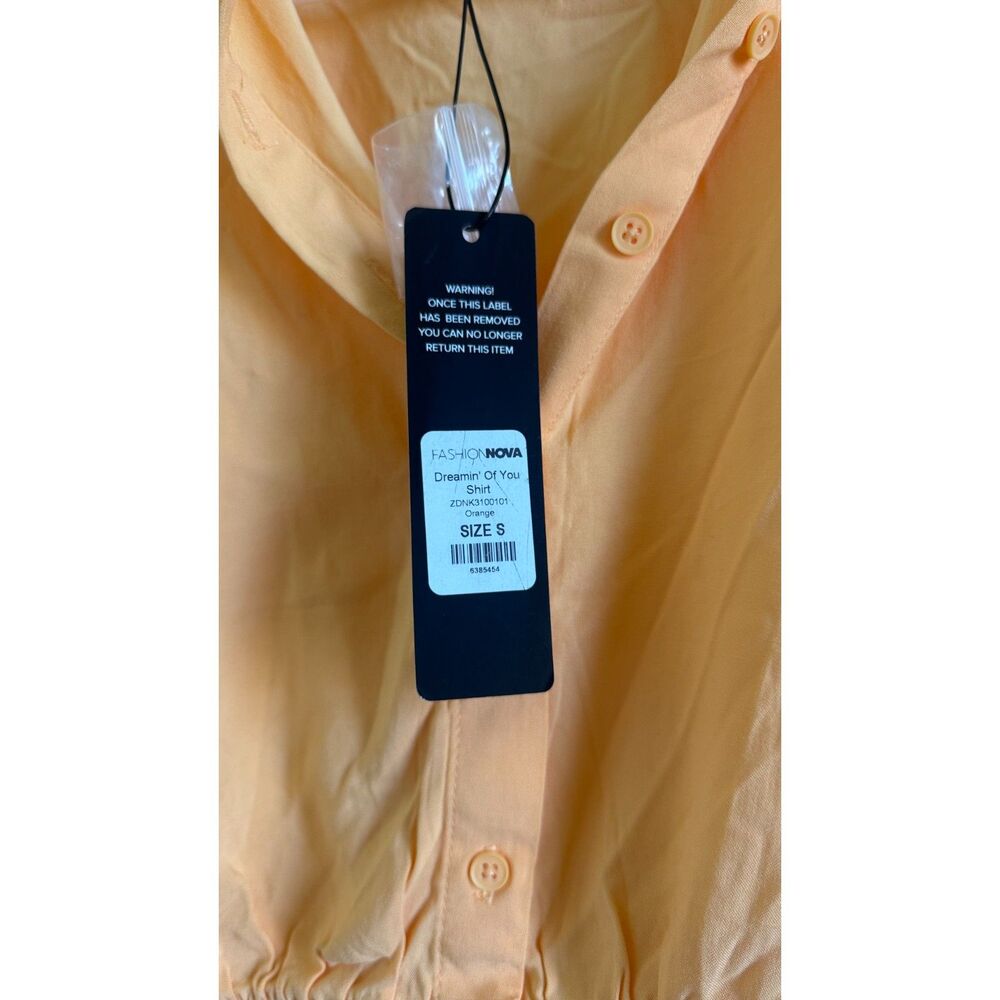 Fashion Nova Dreamin’ Of You Shirt Small Orange Cropped Button Down nwt